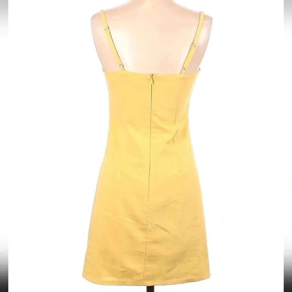 re:named Linen Tie Front Spaghetti Strap Yellow Dress SMALL - Picture 2 of 8